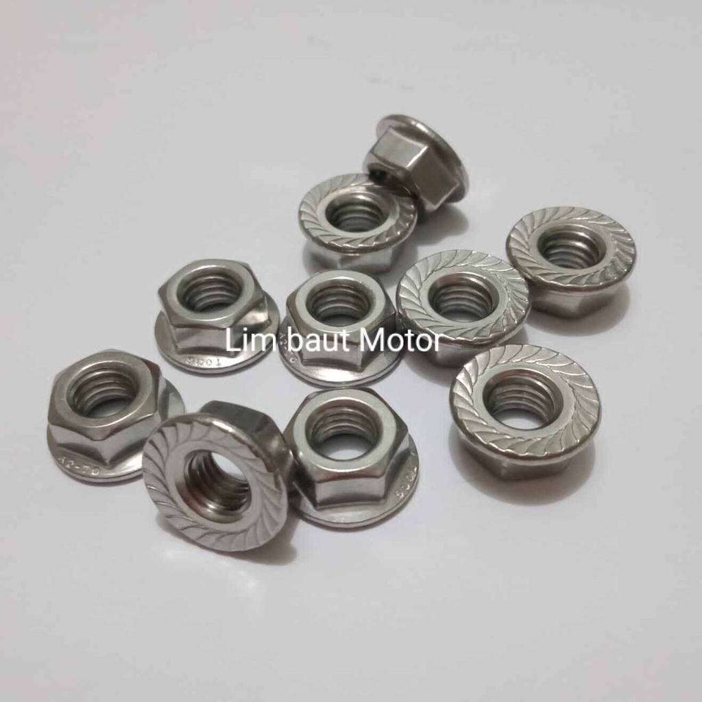 Lim Baut Motor Mur flange stainless mur baut 12/8mm ( 1 biji )