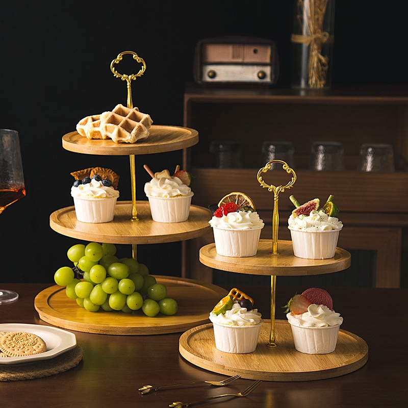 Bamboo Wood cake tier / tatakan kue susun 3 / tatakan kue bertingkat 3 susun