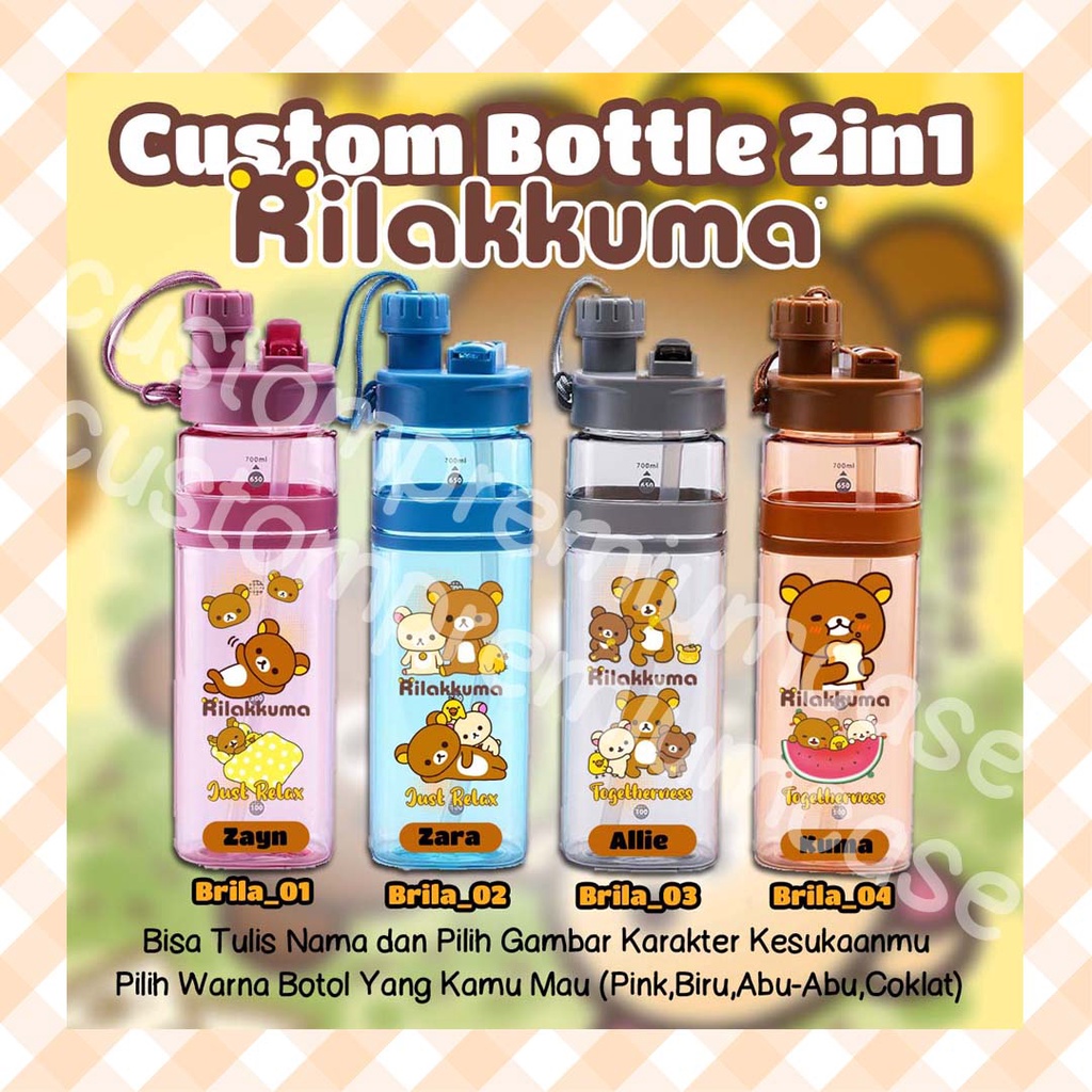 Custom Botol Minuman - 2in1 - Gambar KARTUN Anak-Anak Populer R I LA KK UMA