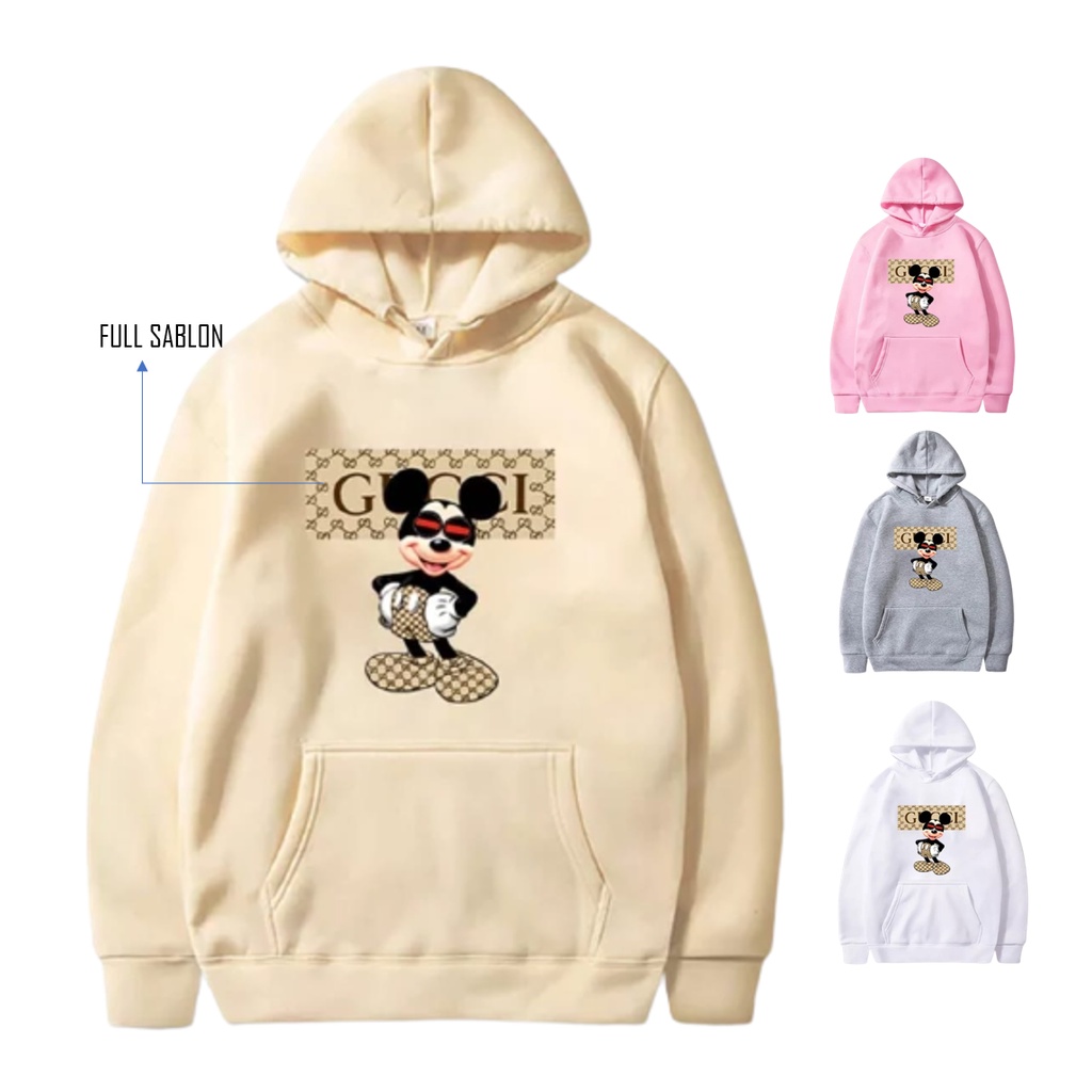 {mickey mouse} Hoodie Sweater Pria Guchi Mickey Mouse Terbaru