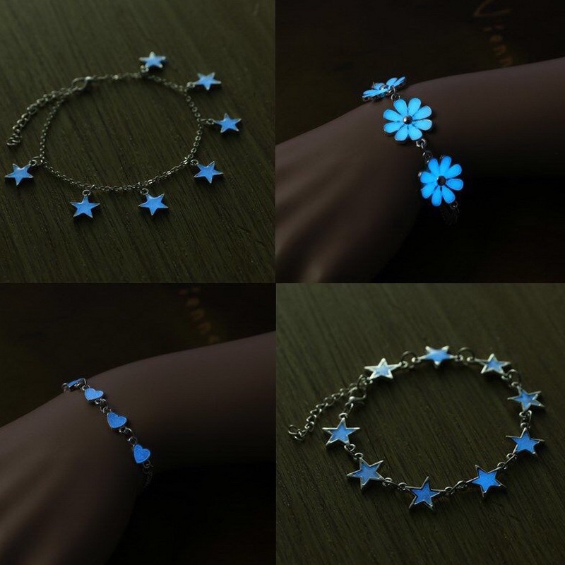 Gelang Luminous Adjustable Desain Bintang Hati Pentagram Aster Untuk Wanita