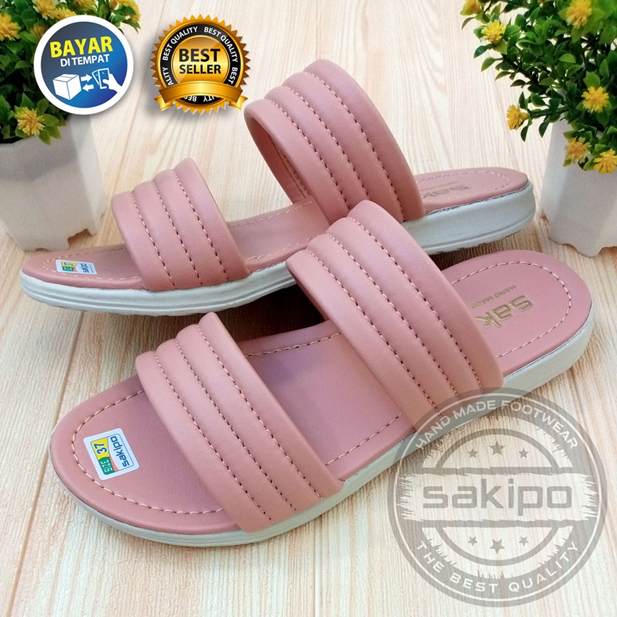 PROMO 11.11 BIG SALE !! SANDAL WANITA DEWASA SLOP BAN 2 BUSA TEBAL EMPUK KEKINIAN / SANDAL RUMAH REMAJA NYAMAN DI KAKI / SAKIPO