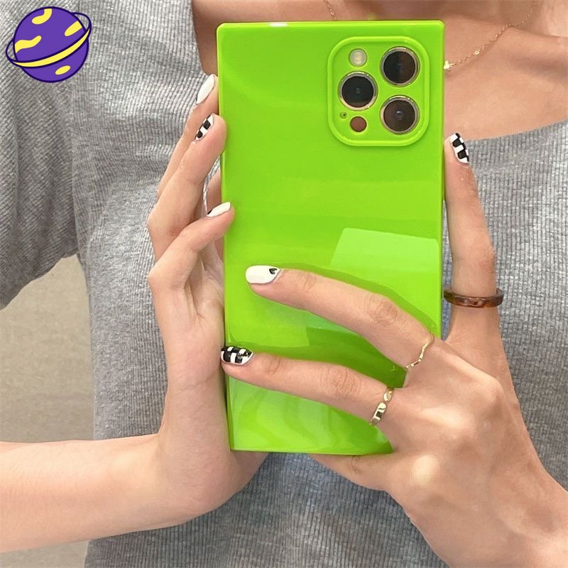 Warna Persegi Sisi Lurus Casing Pelindung Ponsel Untuk IPhone 7 8 Se2 Plus X Xr Xs Max 11 12 Pro Max Mini