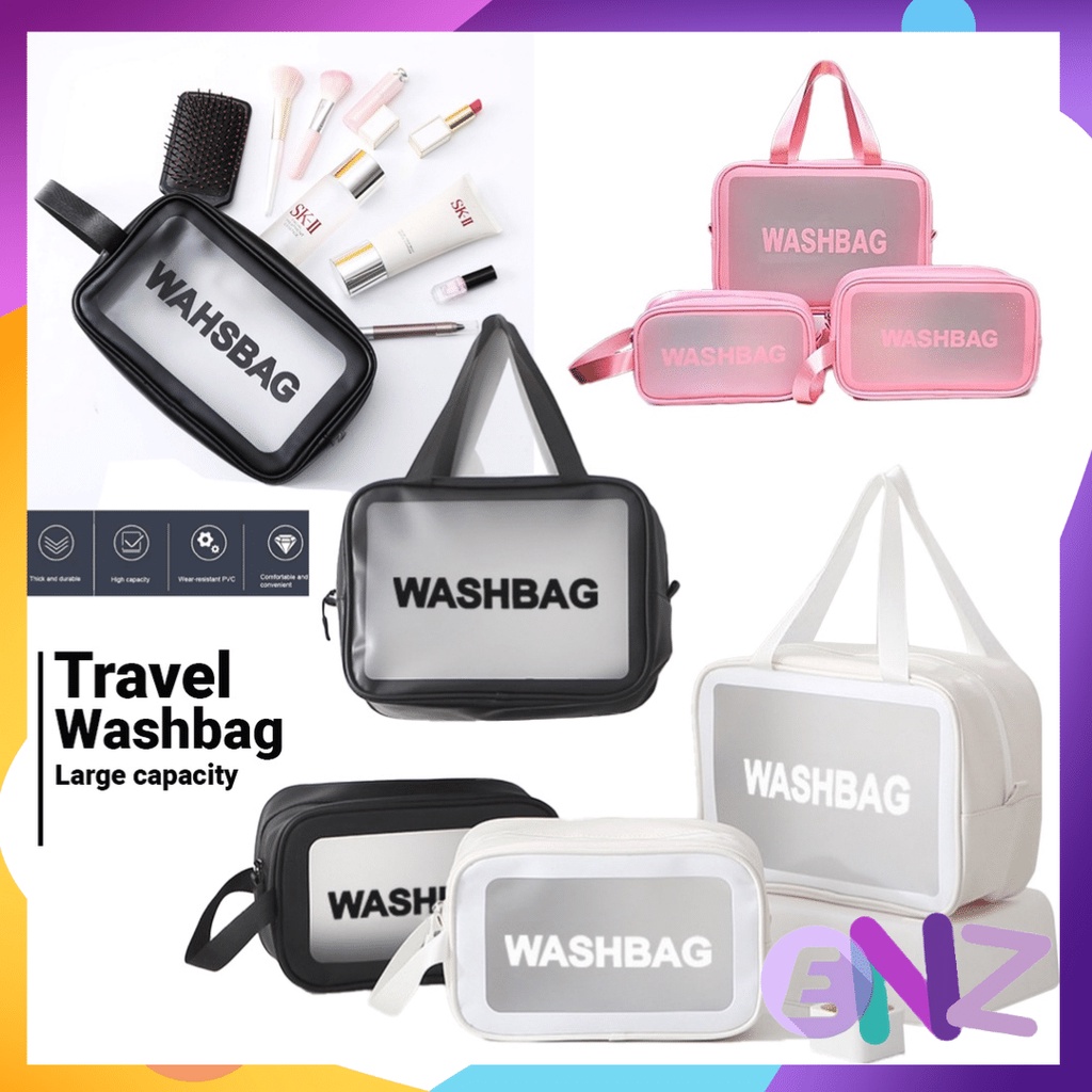 ENZ ® Tas Kosmetik Washbag Toiletry Transparan / Pouch Make-Up Travel Waterproof 1243