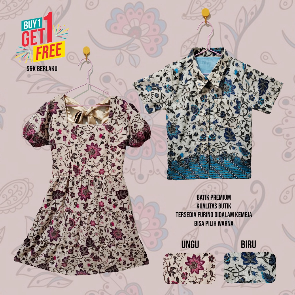 [BATIK SIBLING] Kemeja dress sibling anak twins couple premium quality formal model 1