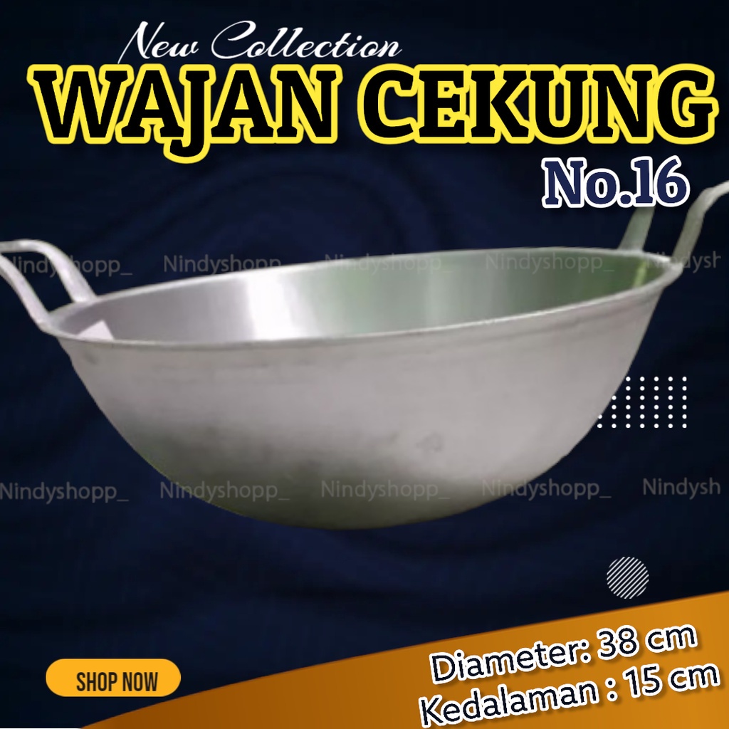 Wajan Cekung penggorengan kuali No 10 12 14 16 Kecil Jumbo anti lengket gores Tahan lama Murah Cor