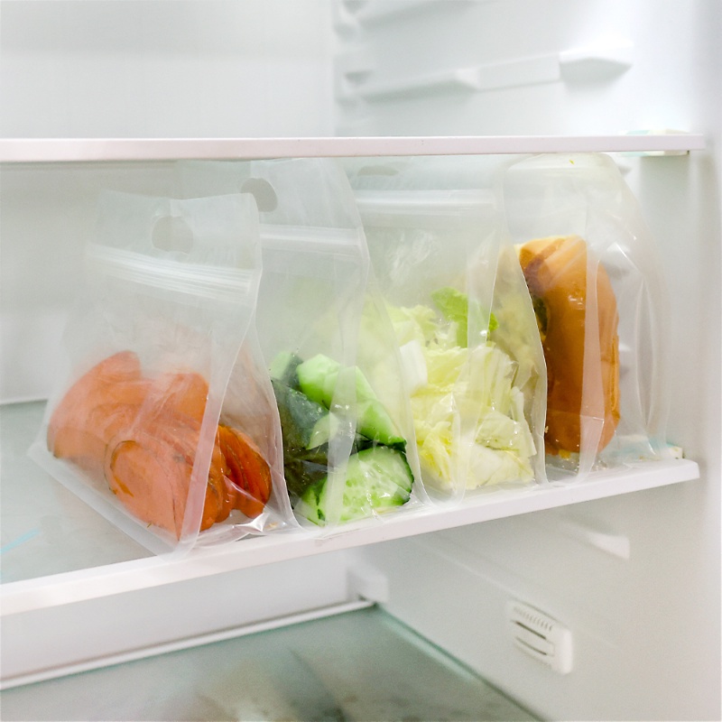 1pc Tas Penyimpanan Makanan Bahan Silikon Anti Bocor Dengan Ziplock Reusable Untuk Dapur