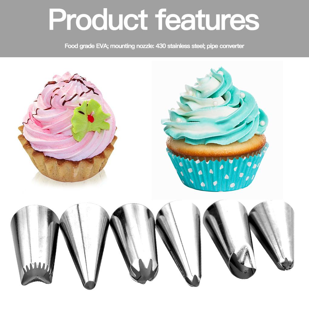 8pcs/set Tas Kembang Gula Dengan Nozel Icing Piping Tip Bahan Stainless Steel