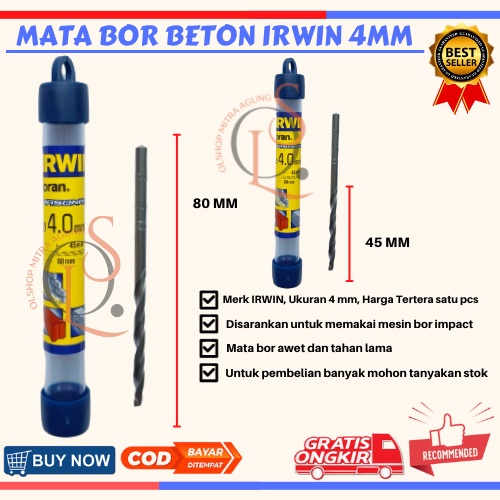 Mata Bor Beton 4 5 6 8 10 12mm Joran IRWIN Masonry 4mm 5mm 6mm 8mm 10mm 12mm Kualitas Bagus