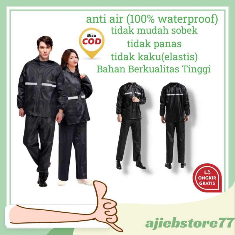 rhodey jas hujan motor set dengan tutup kepala anti air waterproof