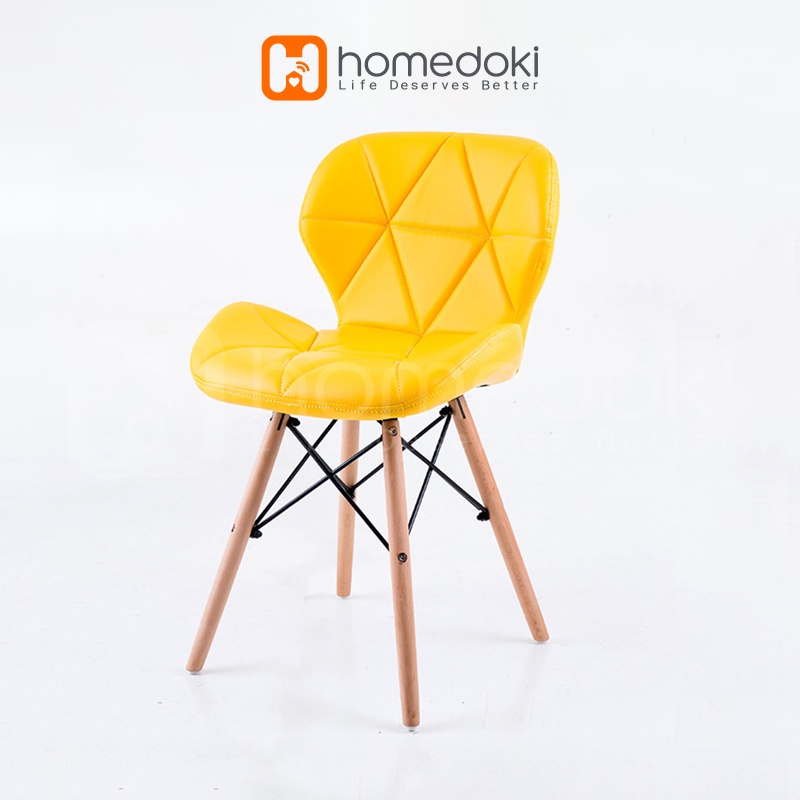 Homedoki YELLOW Kaki Kayu Solid Gaya Modern / Kursi Kerja / Kursi Kantor / Kursi Bar / Kursi Taman / Kursi Santai / Kursi Kantor /Bangku Kerja