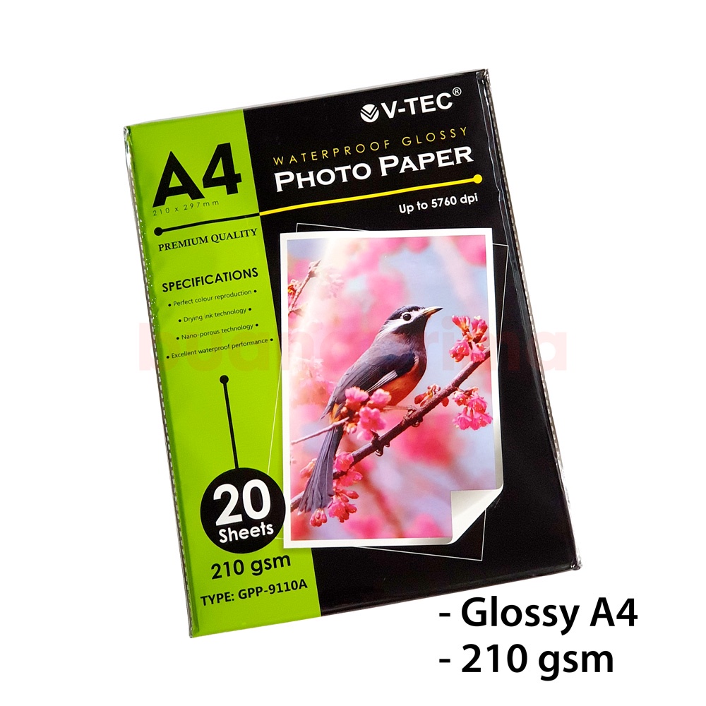 Jual Kertas Foto Glossy A4 210 Gsm V Tec Isi 20 Lembar Photo Paper 