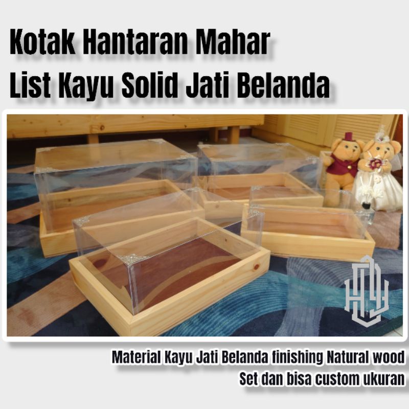 Box Hantaran Kotak plus mika Seserahan 1 Set isi 4 Pernikahan Rustic Jati Belanda Tempat Hampers Pas