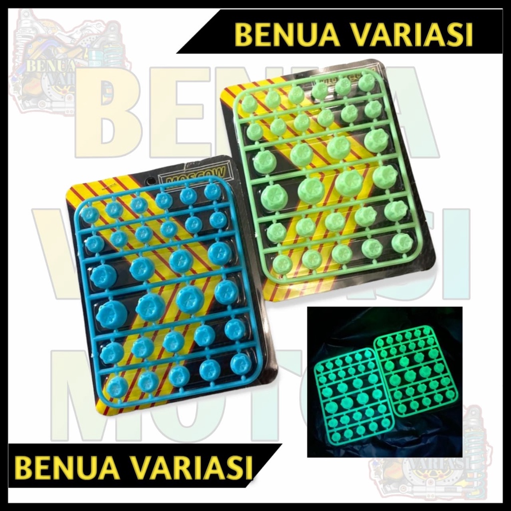 MONEL TUTUP BAUT FLOWER GLOW IN THE DARK ISI 30 PCS AKSESORIES VARIASI BAUT MOTOR UNIVERSAL SEMUA JE