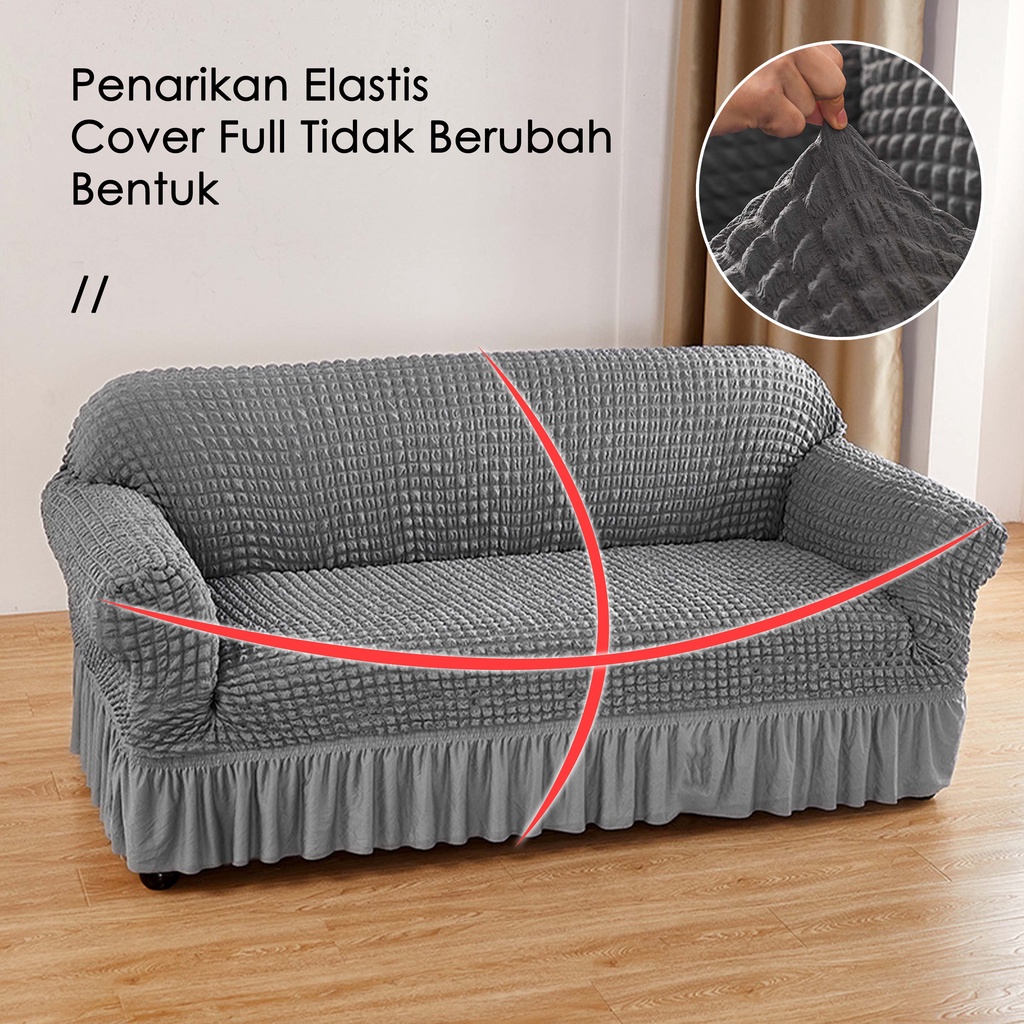 Cover Sofa Sarung Sofa Elastic Sofa Cover With Skirt Stretch / Sarung Alas Penutup Sofa Renda Elastis Corak Motif