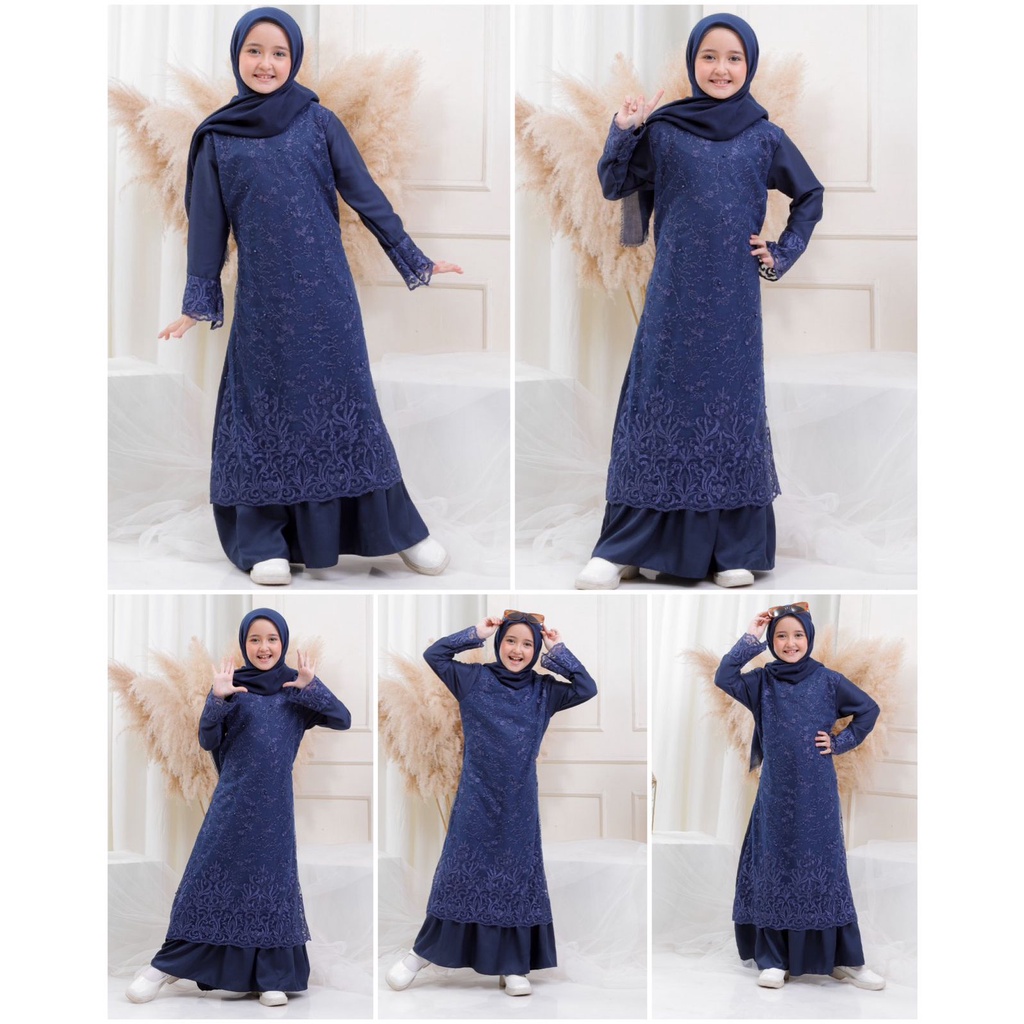 GAMIS MITHA ANAK MAXI TANGGUNG 9-12th DRESS MUSLIM REMAJA BRUKAT TILE BORDIR LEBARAN IDUL FITRI PRAMITHA ANAK BROKAT