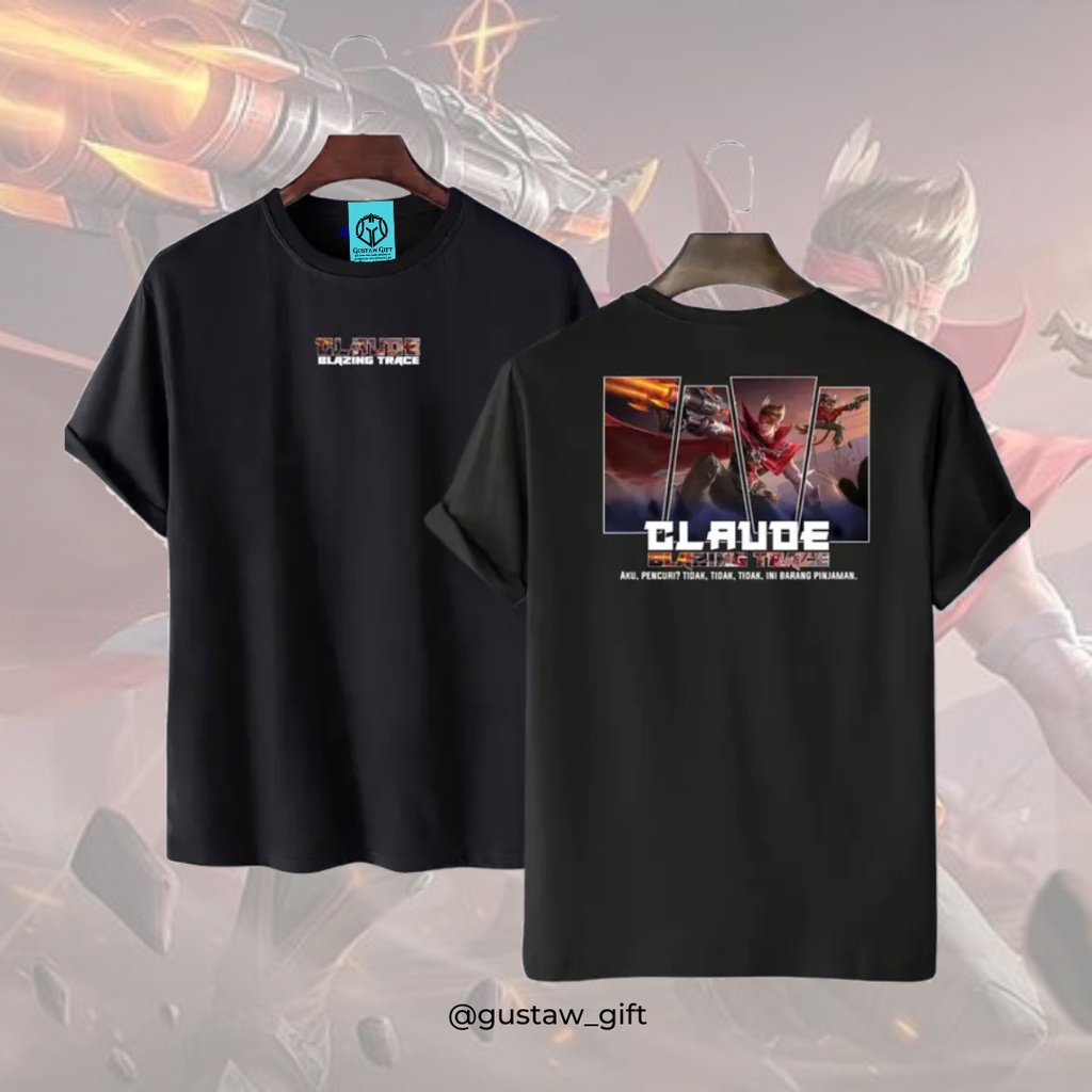 GG T-Shirt CLAUDE skin Blazing Trace Mobile Legends Kaos Custom Katun Slim-fitting