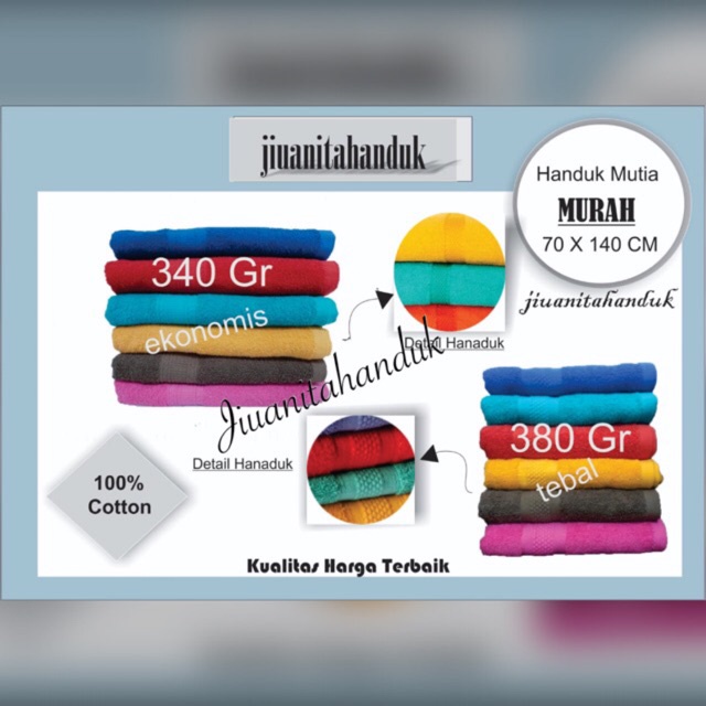 JH Handuk Mutia JUMBO Ukuran 70x140 (Paling Murah)