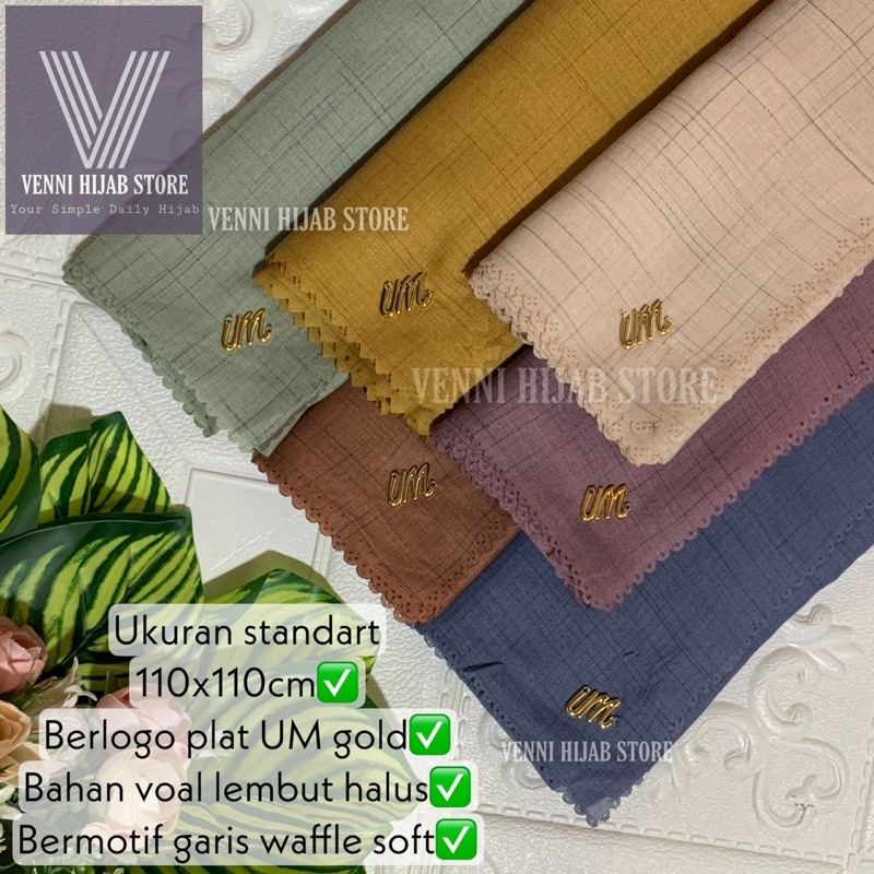 VOAL WAFFLE EXCLUSIVE PLAT GOLD / HIJAB SEGIEMPAT VOAL WAFFLE ORIGINAL UMAMA SCARF