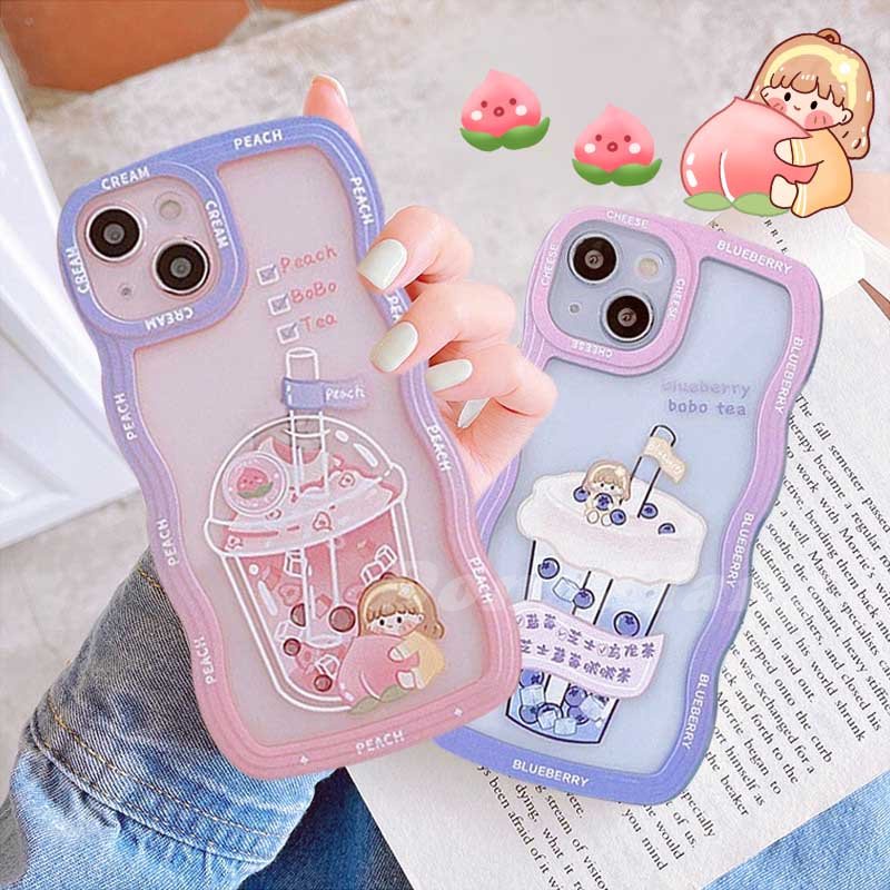 Redmi Note 12 4G Note 11S 11 Pro Redmi 10C 10A 9C 9T 9A Note10 5G Note10S Note9 Note8 Poco M3 Pro X3 Pro NFC Buah Minuman Berkilau Tepi Gelombang TPU Phone Case Cover DGX