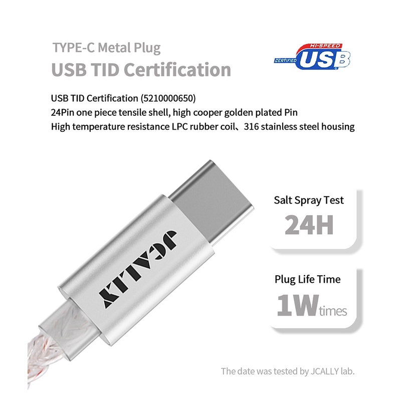 Jcally JM7 JM7L Kabel Audio Digital DAC CX31993 USB Tipe C 32bit / 384KHz Untuk Android / Apple