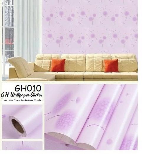 Terlaris Wallpaper Dinding Ruang Tamu Motif Dandelion Ungu Wallpaper Sticker