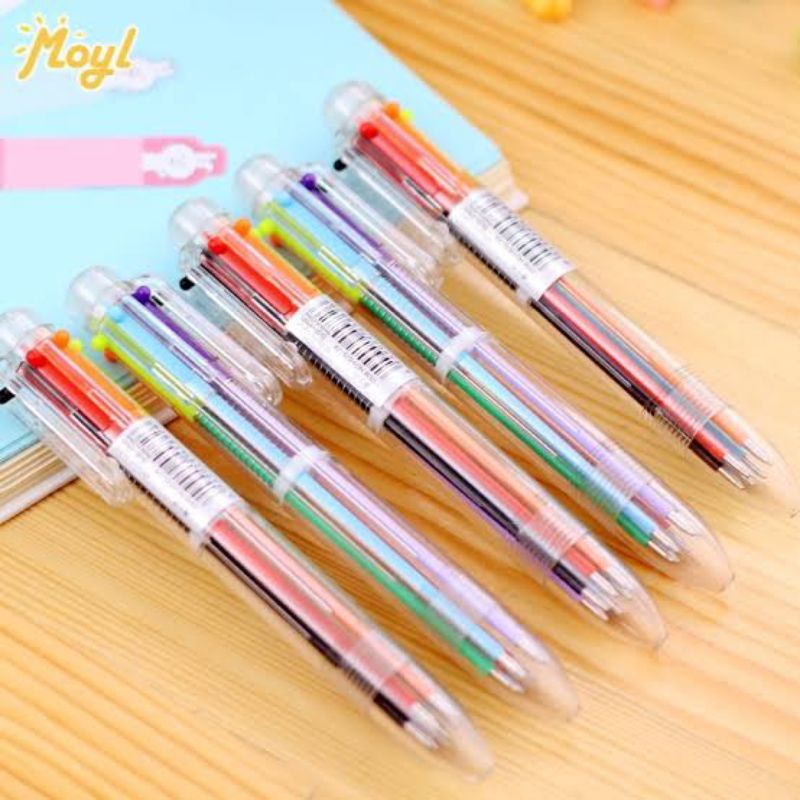 

1 Pcs Pulpen Pena 6 Warna Transparan Ballpoint Warna Warni 6 Colour