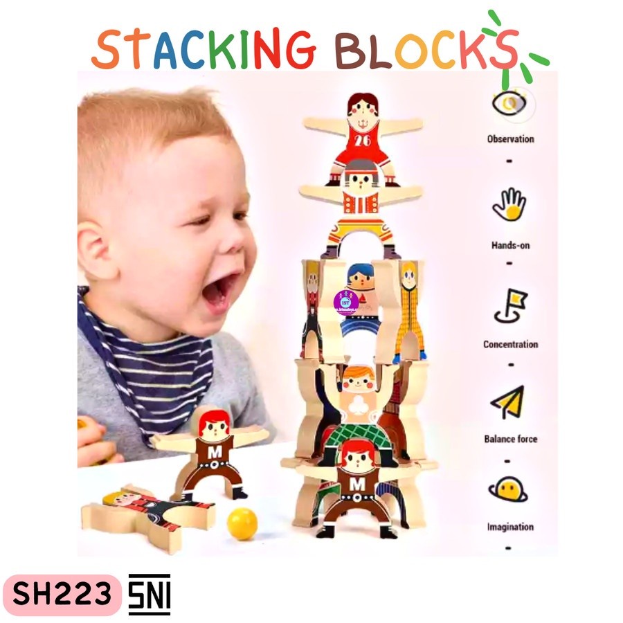 Susun Balok Keseimbangan Mainan Kreatifitas Edukasi Anak Stacking Blocks Balancing Toys SH 223 //MAINAN MONOTORING ANAK //MAINAN KREATIF ANAK//MAINAN MURAH// MAINAN ANAK 2 3 4 5 6 7 THN