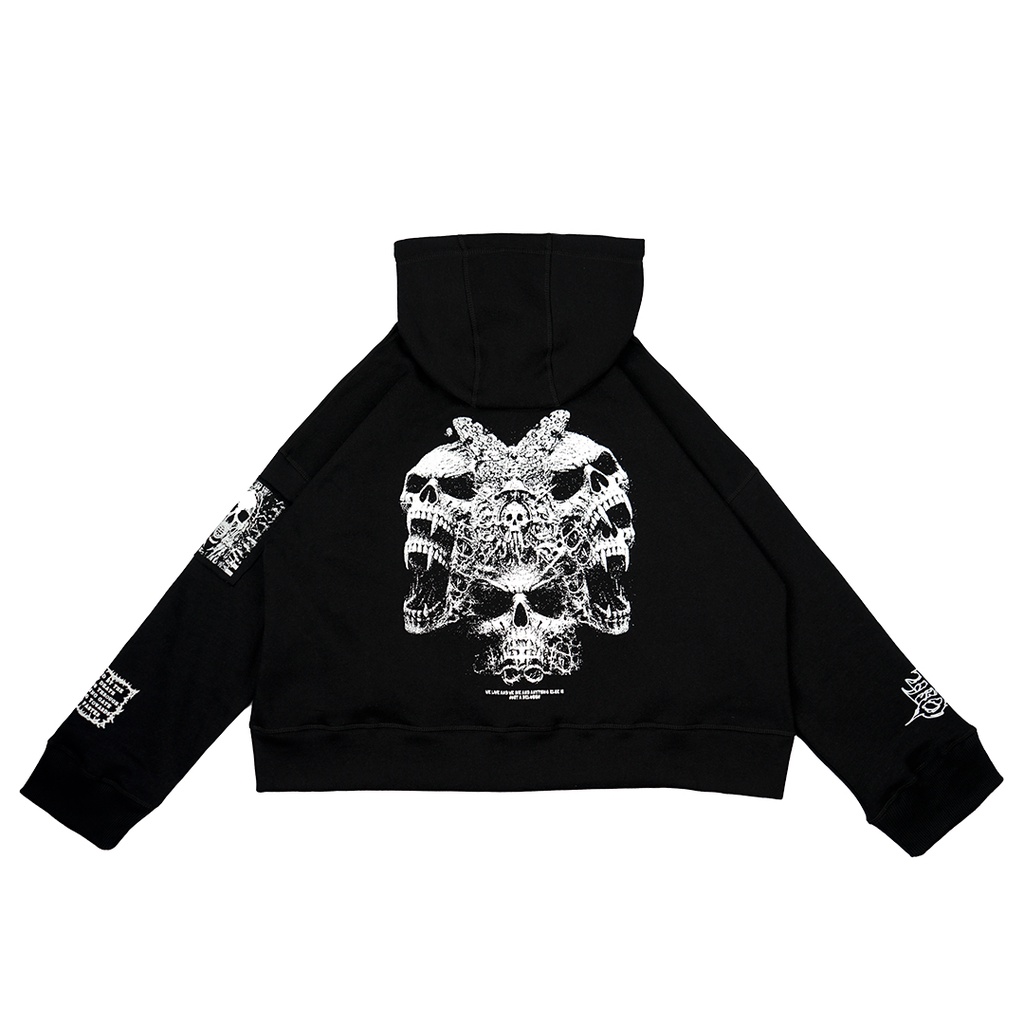 GRDT - Damnation Hoodie Zipper Oversize Crop Black