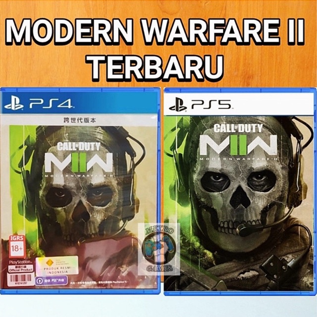 Call of Duty Modern Warfare 2 PS4 PS5 Kaset COD MW2 MW II MWII Playstation PS 4 5 CD BD Game Games Modernwarfare cod callofduty terbaru original asli ori black ops cold war mwii mw2 miiw m2w perang tembak tembakan seru petualangan reg 3 region asia reg3