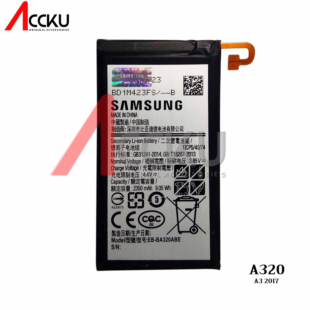 A3 2017 100%Baterai Samsung GalaxyA3 2017 - EB-BA320ABEBatterySamsung GalaxyA3 2019