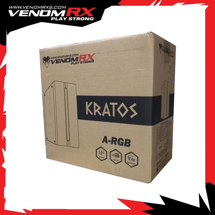 VenomRX Kratos M-ATX Tempered Glass LED Strip 1x8cm RGB Fan