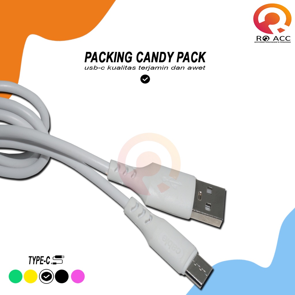[RO ACC] TYPE C KABEL DATA CHARGER MACARON MURAH 1.2A
