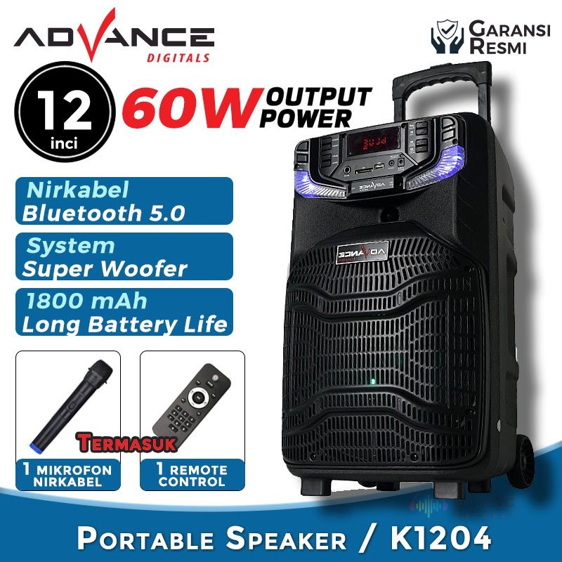 Speaker Advance K1204 Meeting Bluetooth Portable Plus Mic Wireless Karaoke pengajian senam Gitar / speaker karaoke oke / K-1204