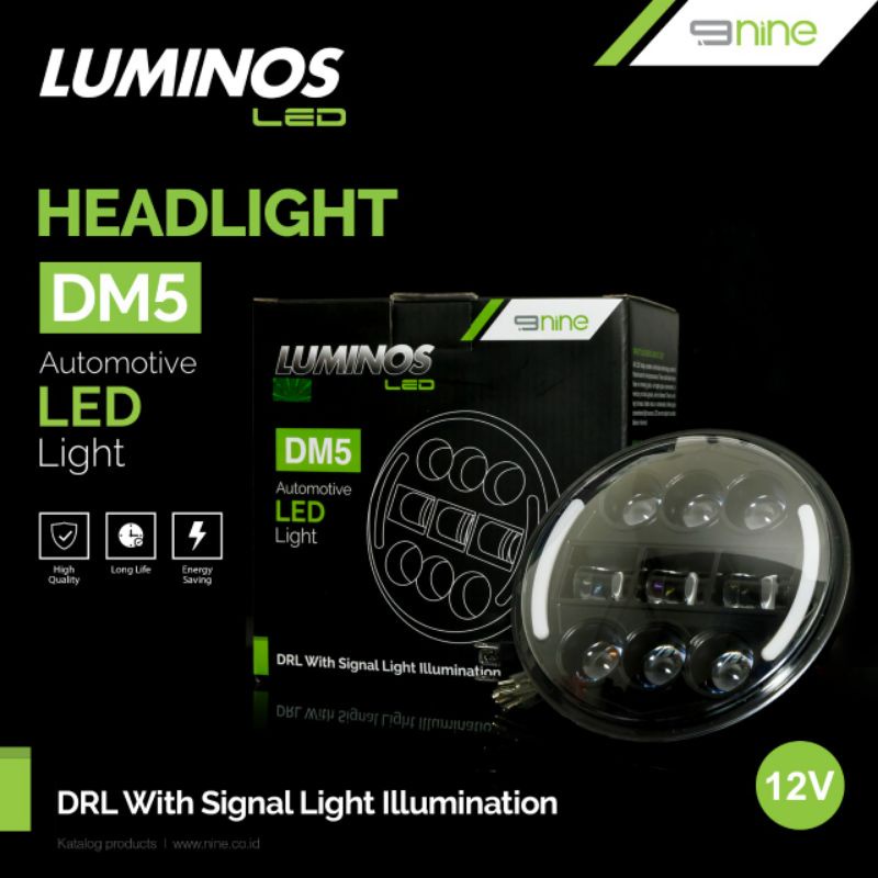 LAMPU LED DEPAN MOTOR LUMINOS 9NINE DAYMAKER CUSTOM HARLEY 5.75 INCH 40 WATT