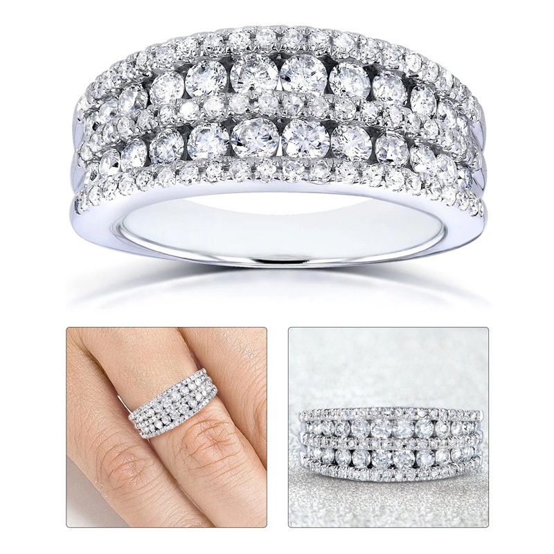 Fancyqube Cincin Berlian Zircon Bentuk Lingkaran Penuh Gaya Eropa Dan Amerika Untuk Pertunangan