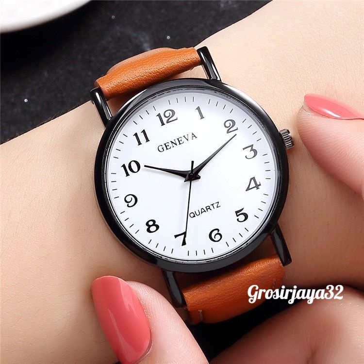 (GROSIRJAYA32) Jam Tangan Geneva Moris Untuk Wanita Dan Pria Casual Analog Quartz Strap Pu Leather Import