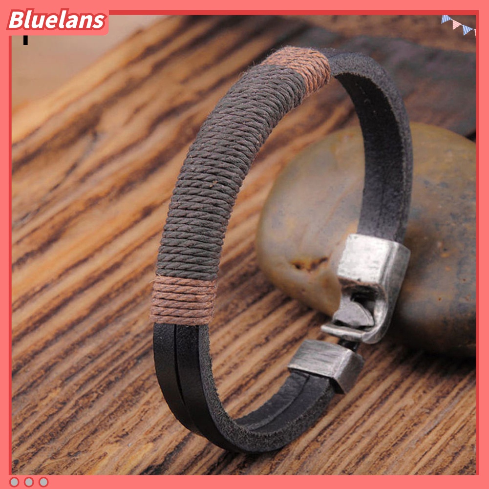 Gelang Bahan Kulit Imitasi Dengan Buckle Alloy Gaya Vintage Untuk Pria