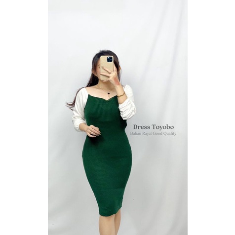 MDLV ~ Dress Toyobo Rajut Women Knit Bodycon Dress Combi Dress Sexy Dress Korea Style terbaru Fashion wanita