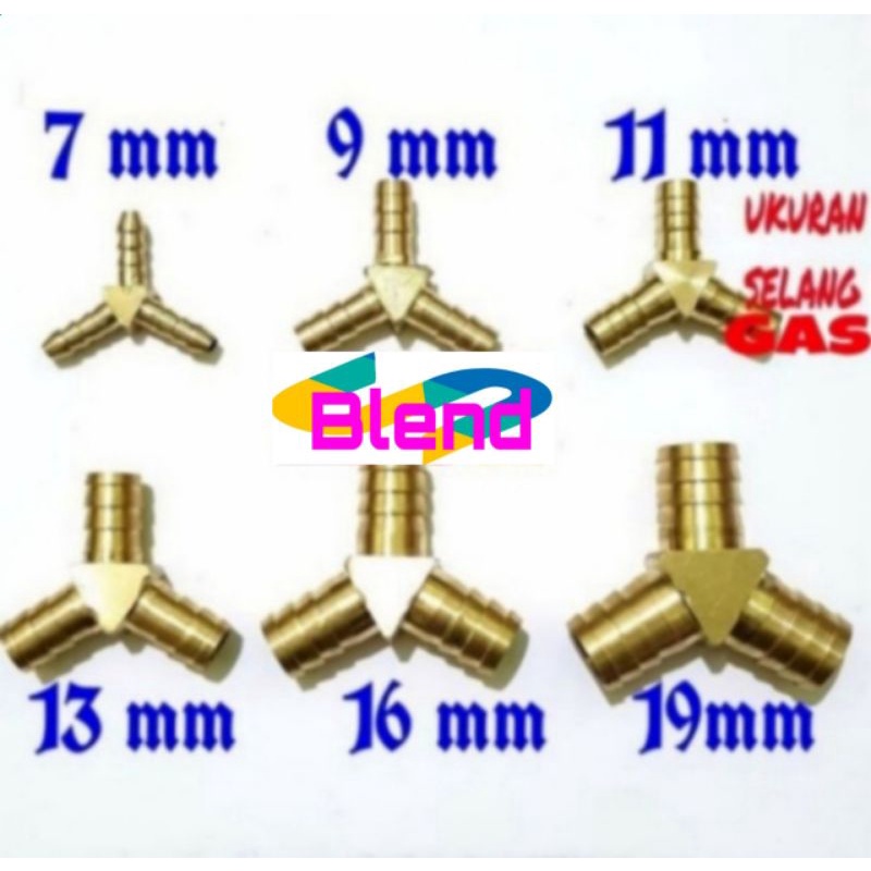 19 mm Nepel Cabang 3-Y 3/4 inch KUNINGAN Sambungan Selang Gas