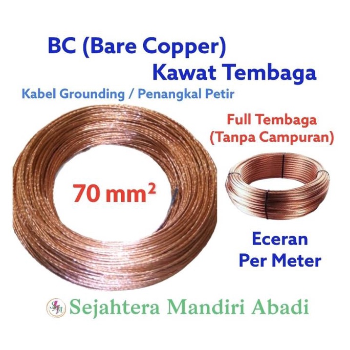 Jual Kabel Bc Mm Kawat Tembaga Full Mm Grounding Anti Petir Per