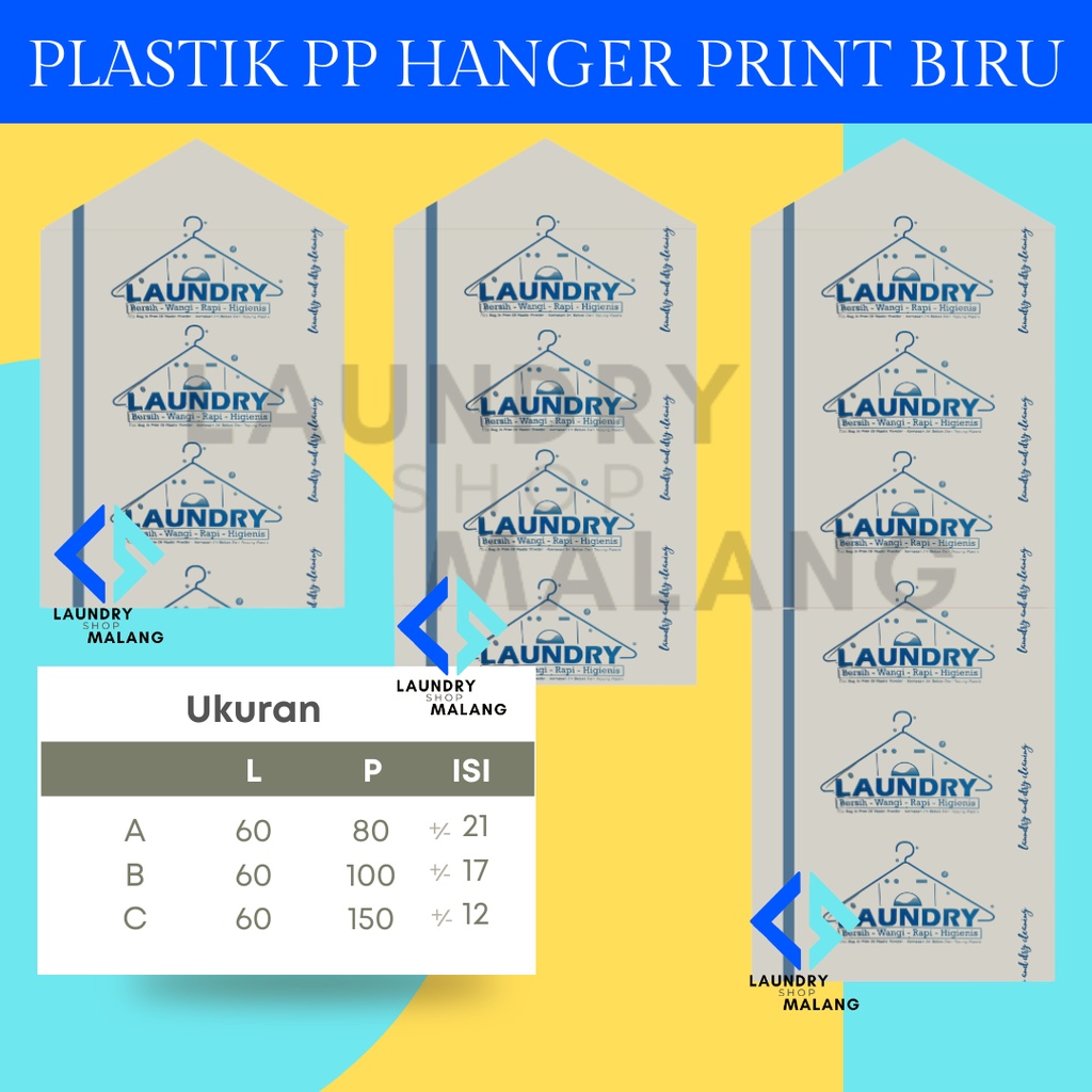 Plastik laundry satuan cutting bahu/ Plastik sablon jas gamis longdress (PRINT BIRU-500GR)