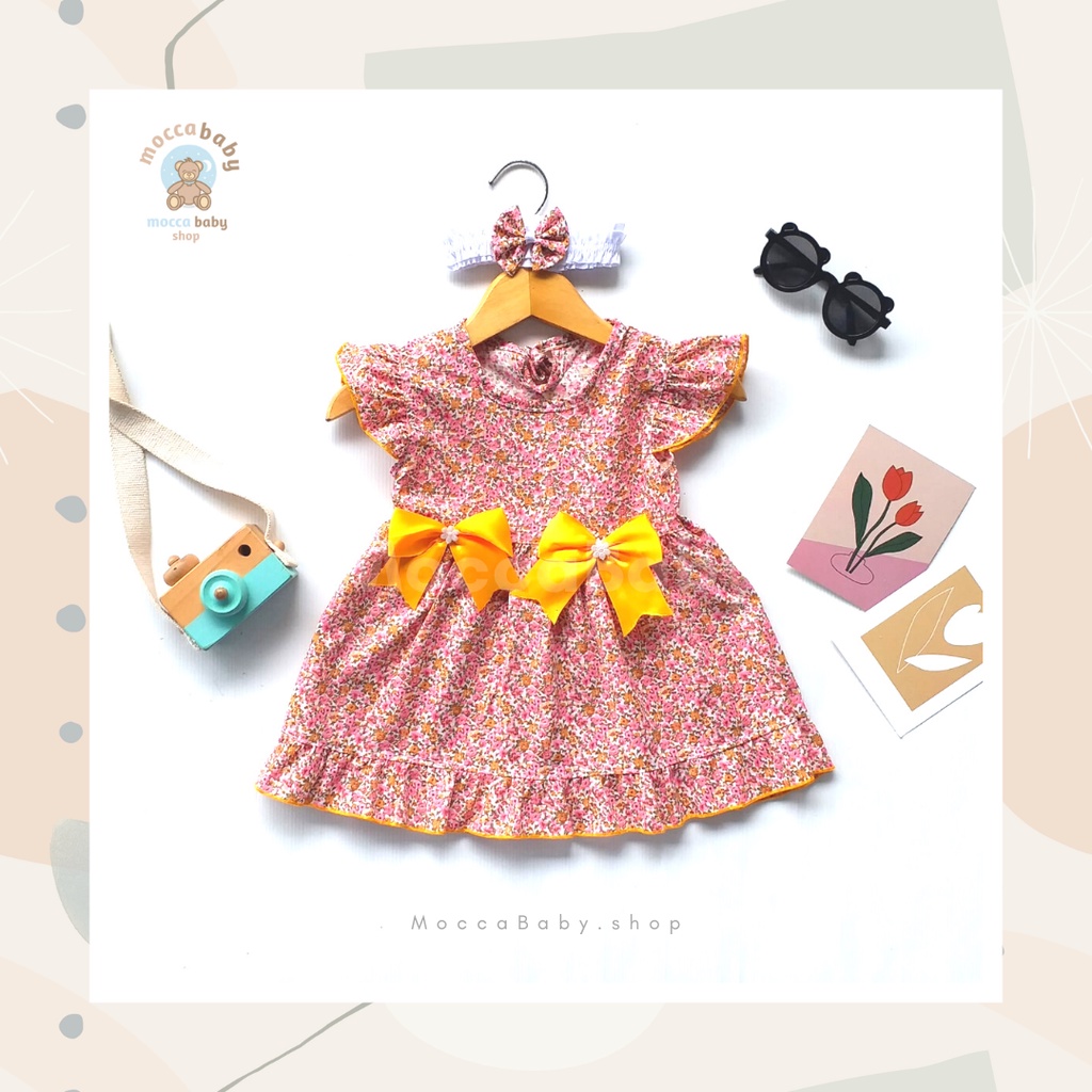 MBSS - (EXCLUSIVE ON MOCCABABY ) Dress Bayi Motif Animal Lucu Baju Bayi Perempuan / QIU2 DOUBLE RIBBON