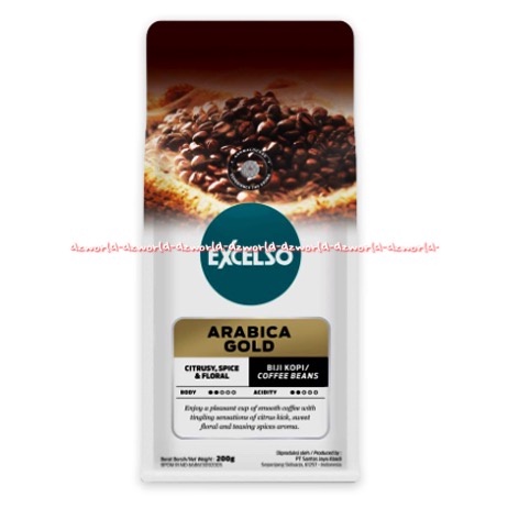 Excelso Arabica Gold 200gr Citrusy Spice &amp; Floral Kopi Bubuk Biji Kopi Exselso Ekselso Kopi Arabika Golden Bean Coffee Ground Cofee