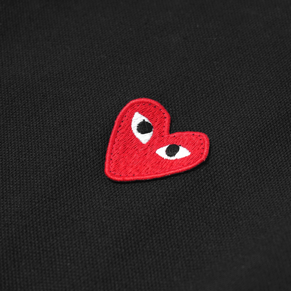 CDG Play Red Heart Polo Shirt Black