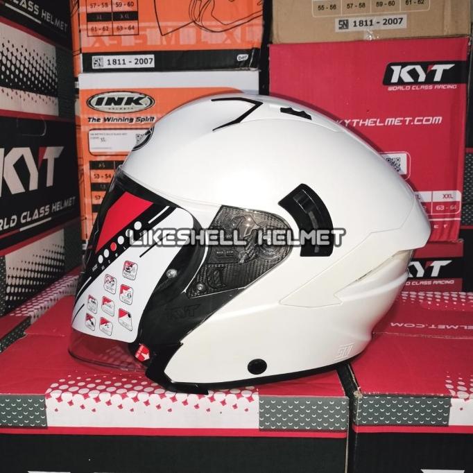 HELM KYT NFJ SOLID WHITE DOUBLE VISOR HALF FACE