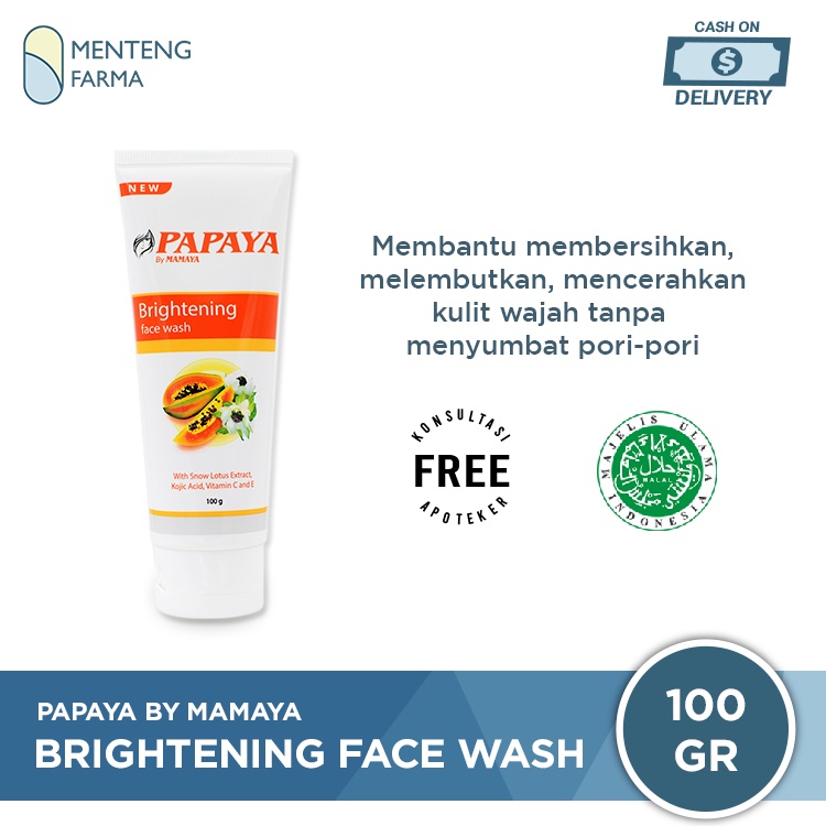 Sabun Papaya By Mamaya Brightening Face Wash 100 Gr - Sabun Pembersih Wajah