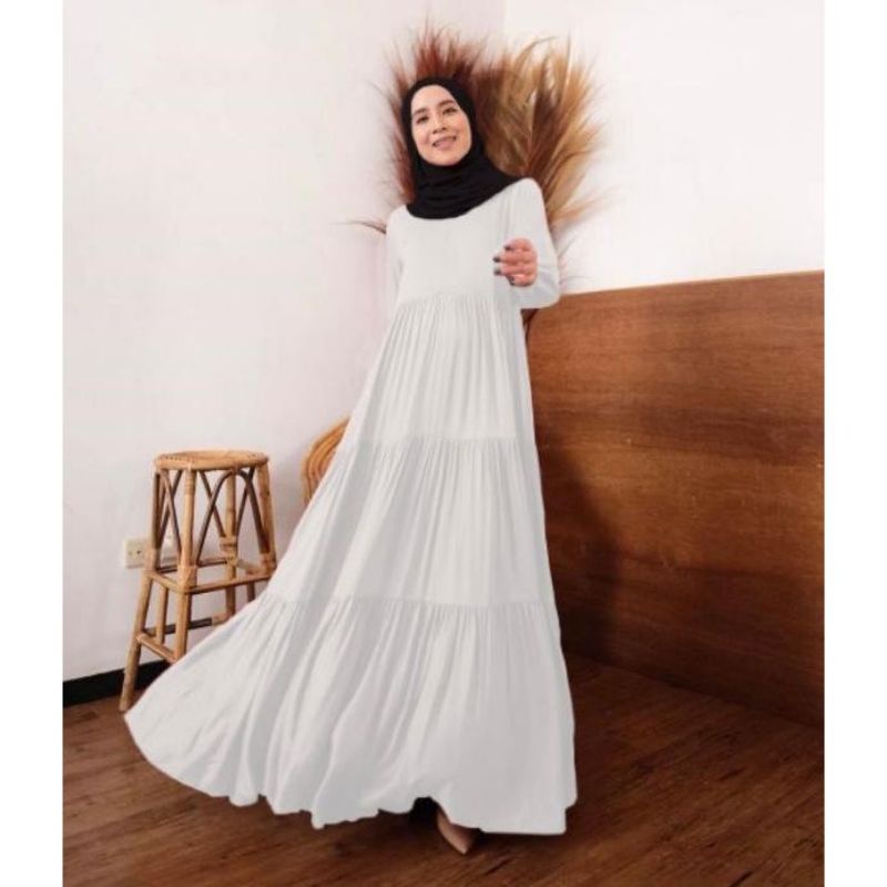 SANDIRA | S M L XL XXL XXXL 5L |﻿ Maxi Dress Baju Gamis Syari Jumbo﻿ Polos Wanita Muslim Big Size﻿ Bahan Moscrepe-1