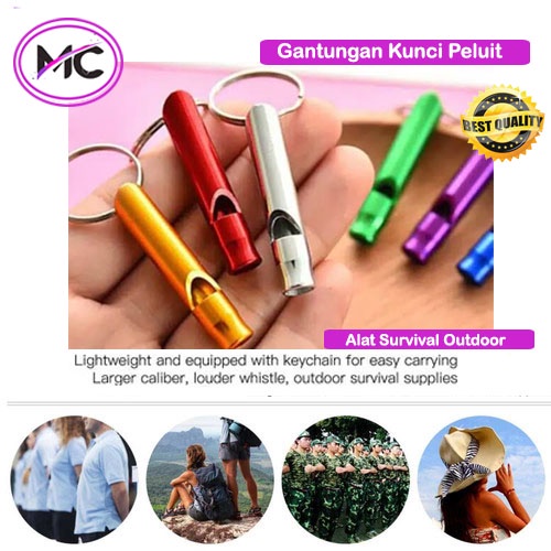 Gantungan Kunci Peluit Aluminium Emergency Survival Outdoor Sound Kit Whistle Keychain Pluit Gantung