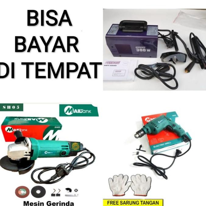 PA008 PAKET 3 SET TUKANG LAS MESIN LAS RINO 900 watt MERA BOR 10 MM 4